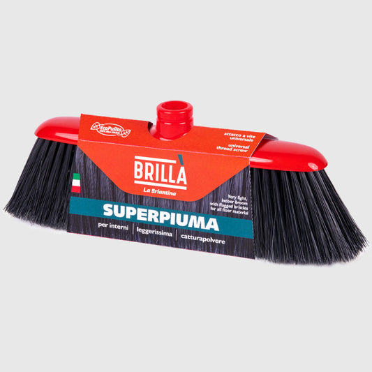 Briantina Scopa SUPERPIUMA per Interni | Leggerissima & Sottile | Setole Micro-piumate Cattura Polvere in PET Riciclato | Attacco Universale