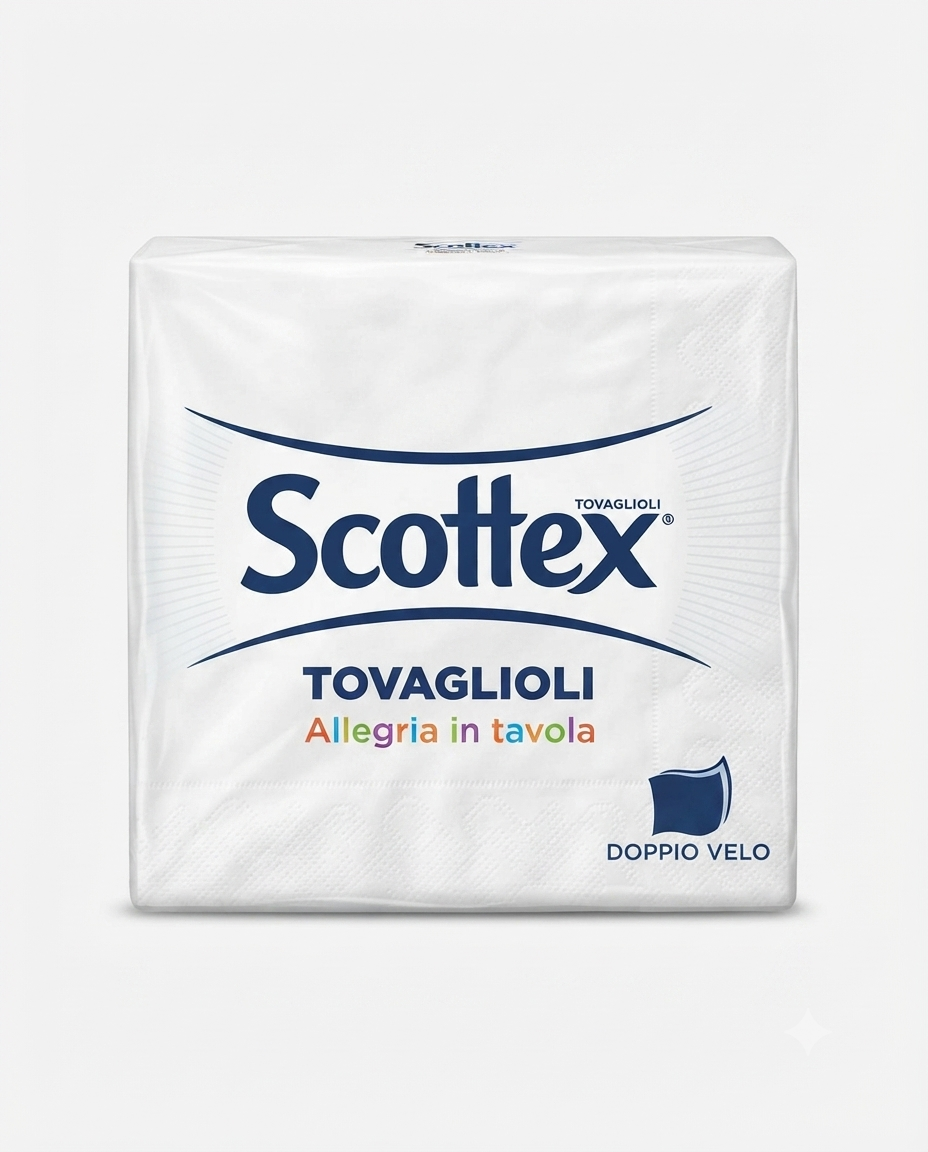 Scottex Allegria in Tavola tovaglioli di carta 33 pezzi, doppio velo, morbidi, assorbenti e resistenti.
