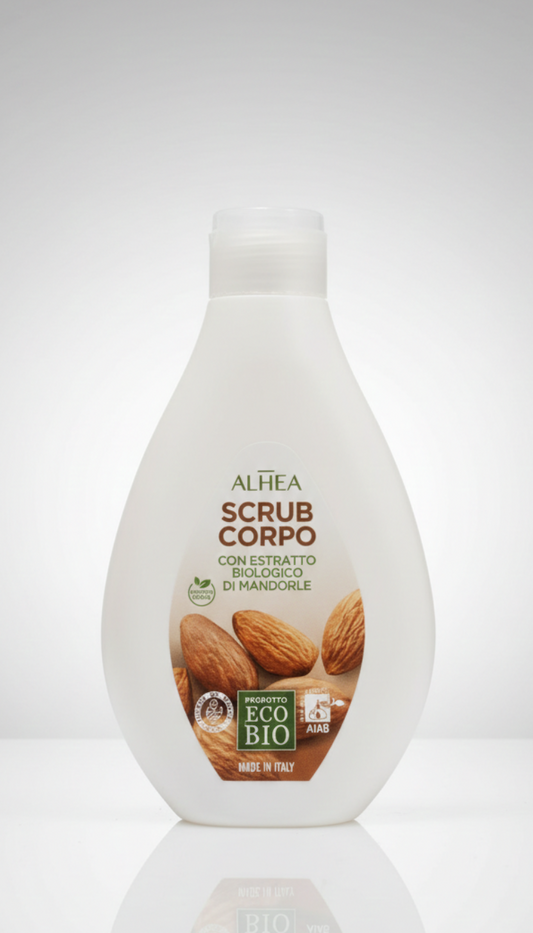 ALHEA Scrub Corpo Eco Bio 250ml | Esfoliante Naturale alle Mandorle Dolci Biologiche | Azione Elasticizzante e Rinnovatrice | Certificato AIAB e Vegan OK