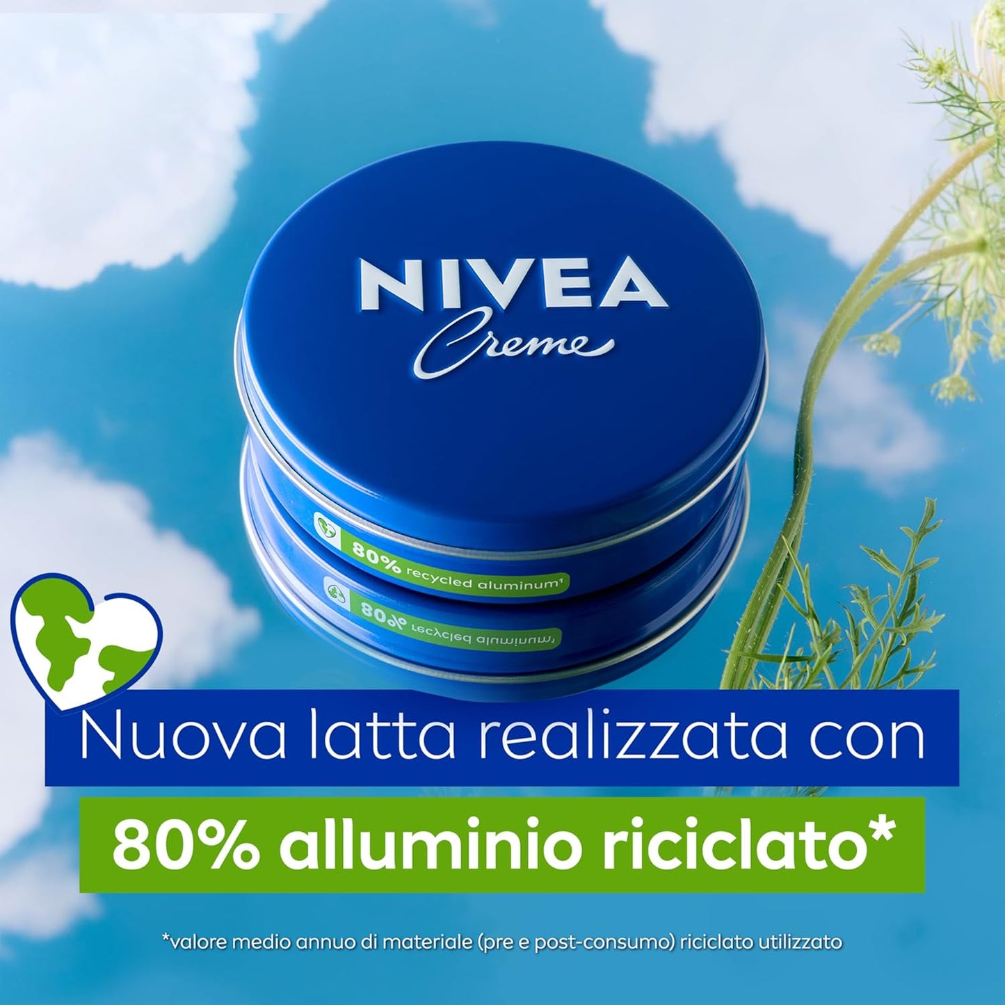 Nivea Creme 400ml Giga Confezione | L'Originale Crema Idratante Multiuso Viso, Corpo e Mani | Nutrizione Profonda con Eucerit | 80% Alluminio Riciclato