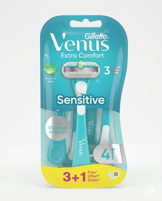 Gillette Venus Sensitive Rasoio Donna Usa e Getta | Confezione Risparmio 4 Pezzi (3+1 Gratis) | 3 Lame per Pelle Sensibile
