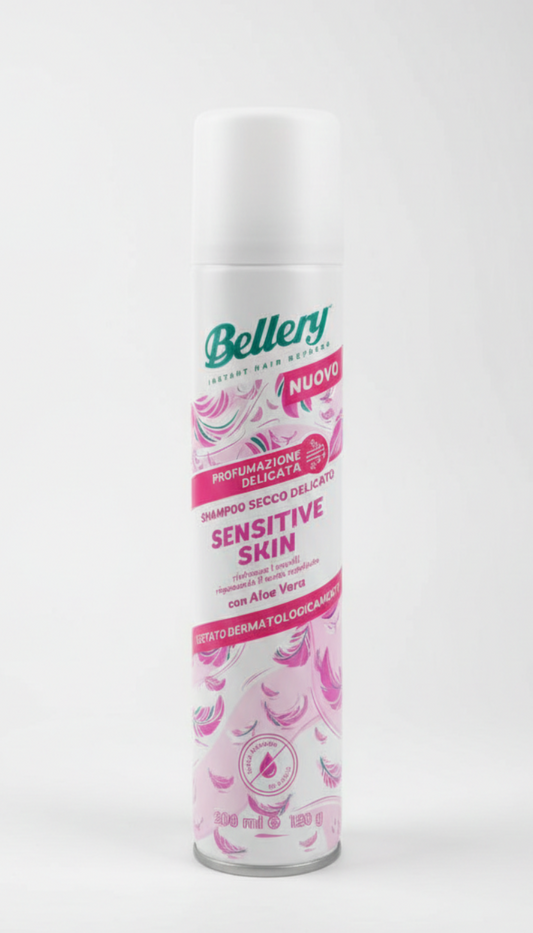 Bellery Shampoo Secco Sensitive Skin – 200ml – Formula Delicata per Cute Sensibile – Volume Immediato e Zero Residui