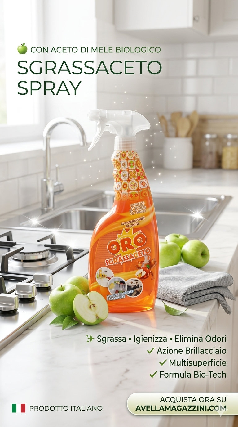 ORO Sgrassaceto Spray 750ml con Aceto di Mele Biologico | Igienizzante e Sgrassatore Universale