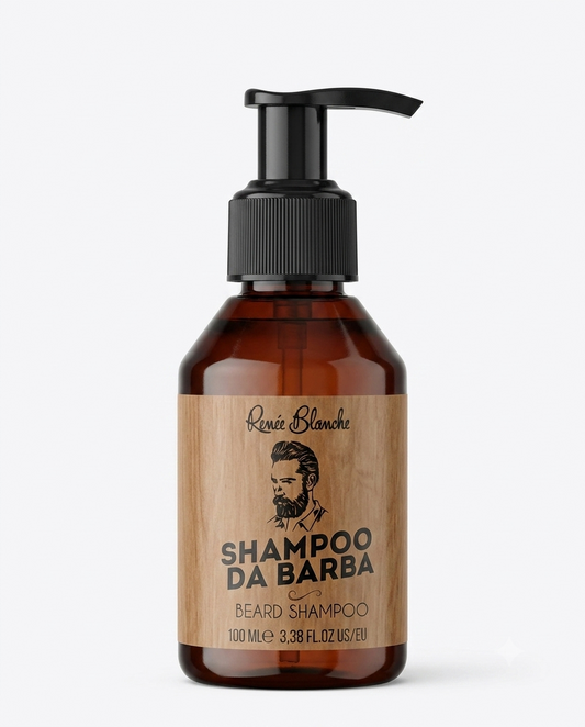 Shampoo da barba Renée Blanche Beard Shampoo 100 ml senza solfati e SLES con aloe pantenolo mentolo e boswellia detergente delicato per tutti i tipi di barba