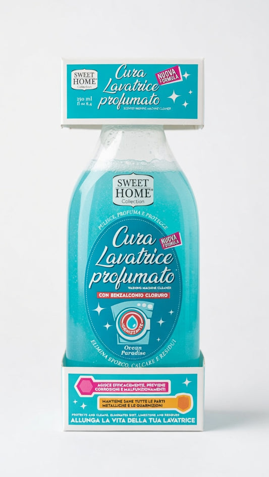 Sweet Home Cura Lavatrice Profumato 250 ml | Pulisce, Protegge ed Elimina Calcare e Residui | Azione Igienizzante con Benzalkonium Chloride | Prodotto Italiano Suarez Company
