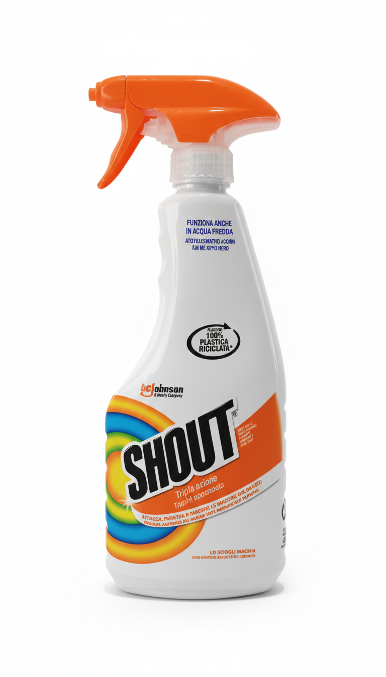 Shout Scioglimacchia Spray Trigger 500ml | Pretrattante Liquido per Macchie Ostinate | Efficace su Erba, Olio e Vino | Sicuro su Bianchi e Colorati