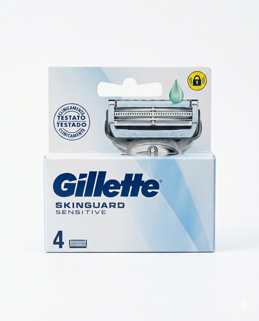 Gillette SkinGuard Sensitive Ricariche (Confezione da 4 Lame) – Tecnologia Anti-Irritazioni con Aloe