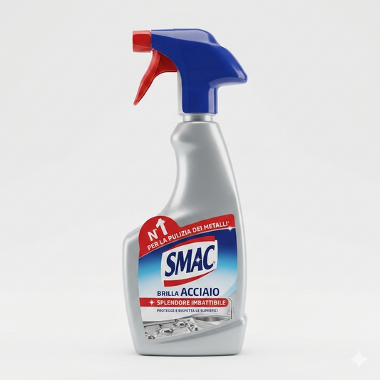 Smac Brilla Acciaio Spray 520ml – Sgrassante Professionale e Protettivo Anticalcare con Barriera Protettiva