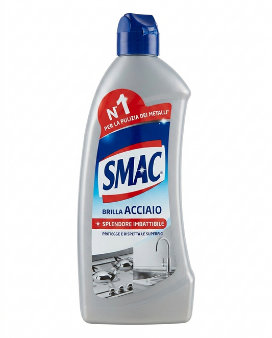 Smac Brilla Acciaio Crema 520ml | Lucidante Sgrassante Anticalcare | Barriera Protettiva Anti-Opacità | Zero Aloni