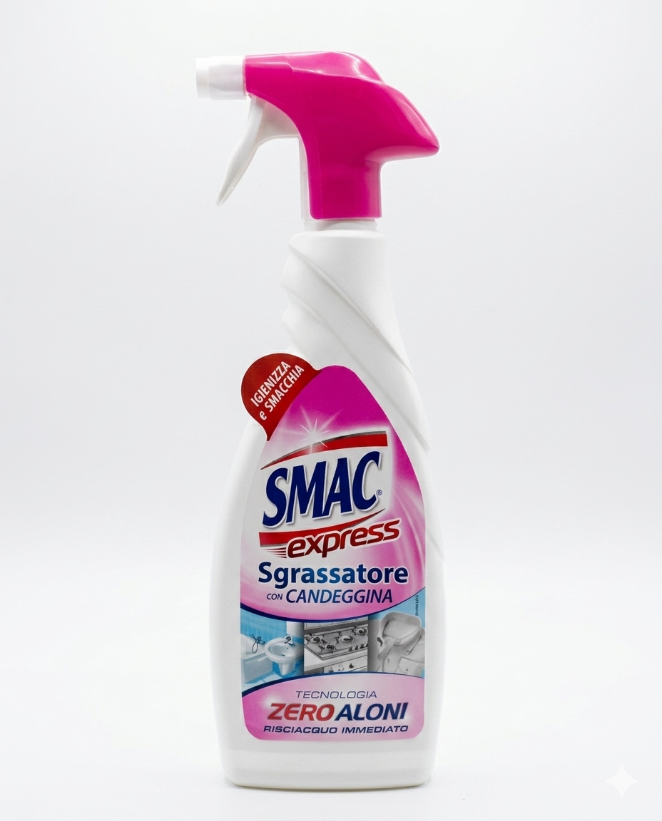 Smac Sgrassatore con Candeggina Trigger 650ml – Igienizzante Smacchiatore Tripla Azione Zero Aloni