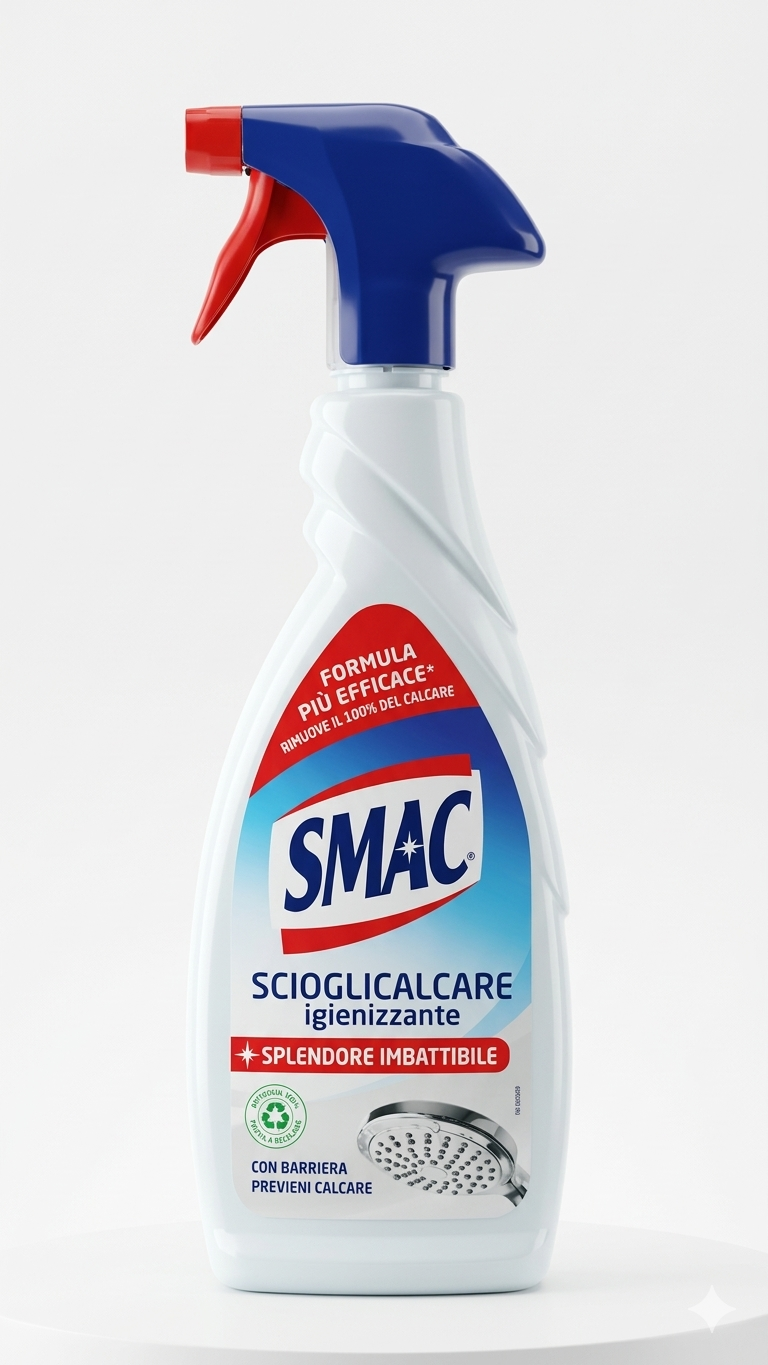 SMAC Scioglicalcare Igienizzante Spray | Elimina 100% Calcare e Barriera Protettiva | Eco-Flacone 100% Riciclato | 650ml