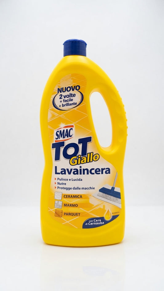Smac Tot Giallo Lavaincera 1000ml | Formula con Vera Cera di Carnauba | Azione 3-in-1: Pulisce, Lucida e Protegge | Ideale per Marmo, Parquet e Ceramica | Barriera Anti-Graffio e Anti-Macchia