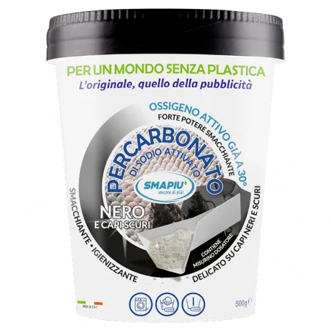 SMAPIÙ Percarbonato di Sodio Attivato per Capi Neri e Scuri 500g | Smacchiante e Igienizzante | Attivo a 30°C | Plastic-Free