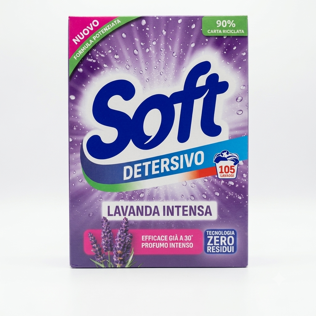 Soft Lavatrice Detersivo in Polvere Multi | Maxi Convenienza 105 Lavaggi (5,250 kg) | Profumo Lavanda Intensa | Formula con Attivi Antimacchia | Ottima Solubilità