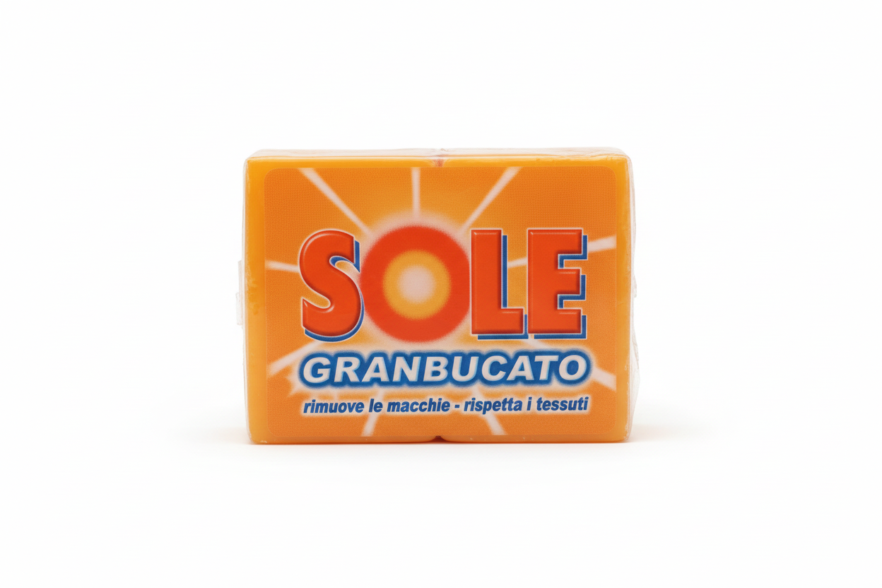 Sole | Sapone per Bucato Classico a Mano | Formato Convenienza 2 Panetti da 250g | Ideale per Macchie Ostinate | Delicato sui Tessuti | Dermatologicamente Testato