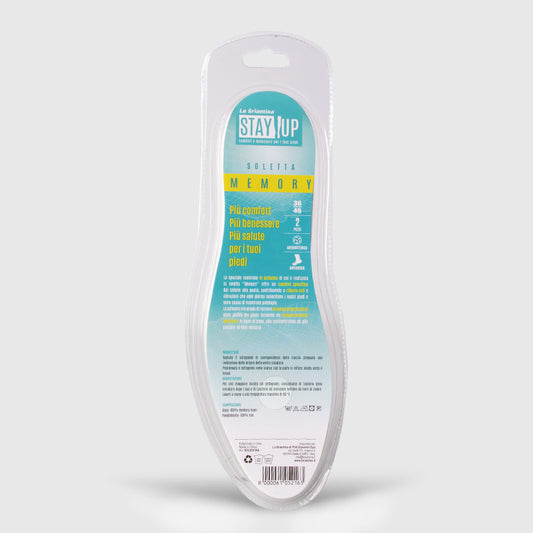 Briantina Stay Up Soletta MEMORY (1 Paio) | In Schiuma Memory Foam Ammortizzante | Riduce Urto & Vibrazioni | Comfort Tallone-Punta | Ritagliabile (TG 36-46)