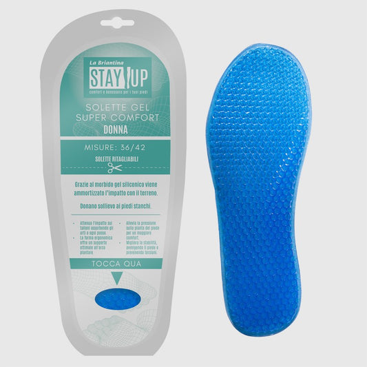 Briantina Stay Up Solette Gel Super Comfort DONNA (1 Paio) | Ammortizzazione Anti-Impatto & Sollievo Piede Stanco | Ritagliabili (TG 36-42)