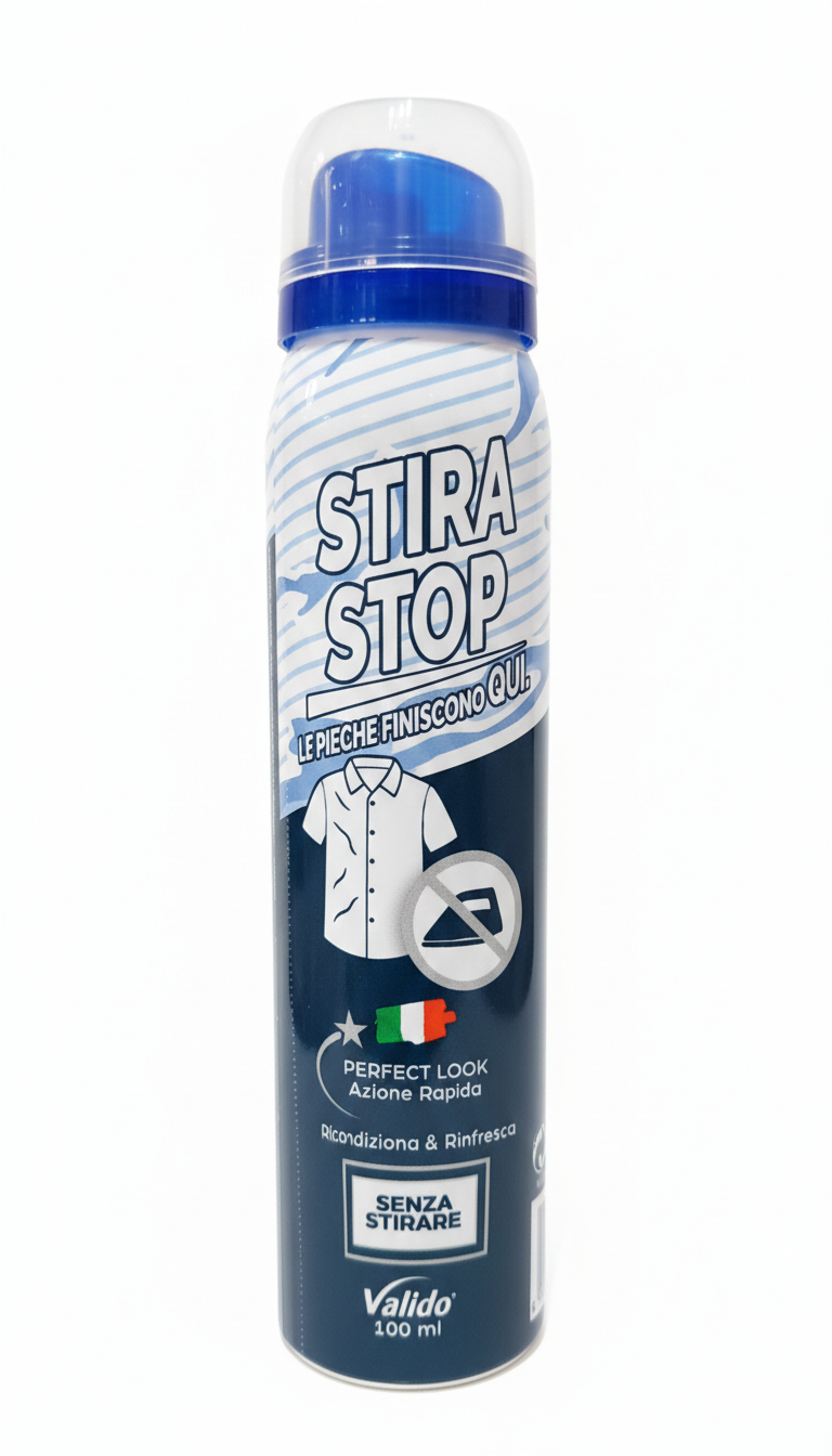 StiraStop Spray Elimina Pieghe – Stiratura Istantanea Senza Ferro – Formato Viaggio 100ml – Rinfresca e Ricondiziona i Tessuti