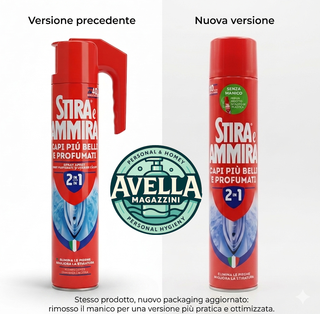 Stira e Ammira Spray Appretto 2 in 1 | 500ml | Facilita la Stiratura ed Elimina le Pieghe | Ridona Consistenza e Profumo ai Tessuti