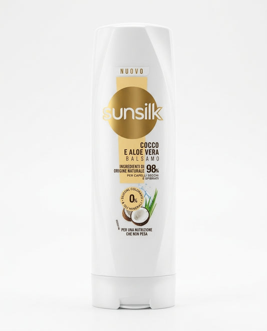 Sunsilk Balsamo Cocco e Aloe Vera 200 ml | 98% Ingredienti di Origine Naturale | 0% Siliconi, Coloranti e Oli Minerali | Capelli Secchi e Sfibrati | Nutre e Districa