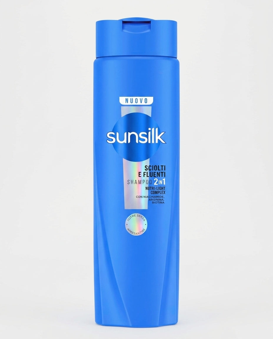 Sunsilk Sciolti e Fluenti Shampoo 2in1 Nutri-Light Complex 250ml – Nutrizione e Leggerezza con Niacinamide, Arginina e Biotina