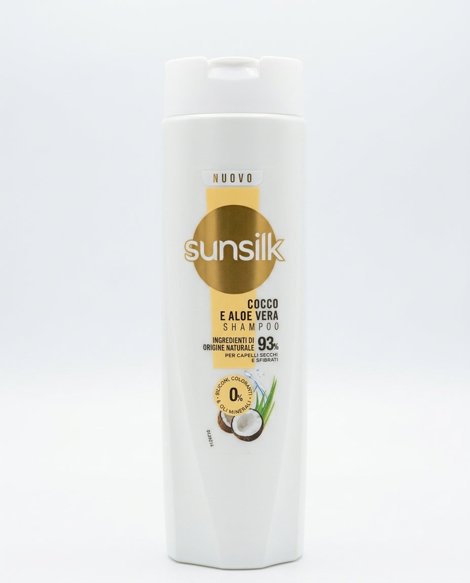 Sunsilk Shampoo Cocco e Aloe Vera 250 ml | 93% Ingredienti di Origine Naturale | 0% Siliconi, Coloranti e Oli Minerali | Capelli Secchi e Sfibrati | Idrata e Nutre