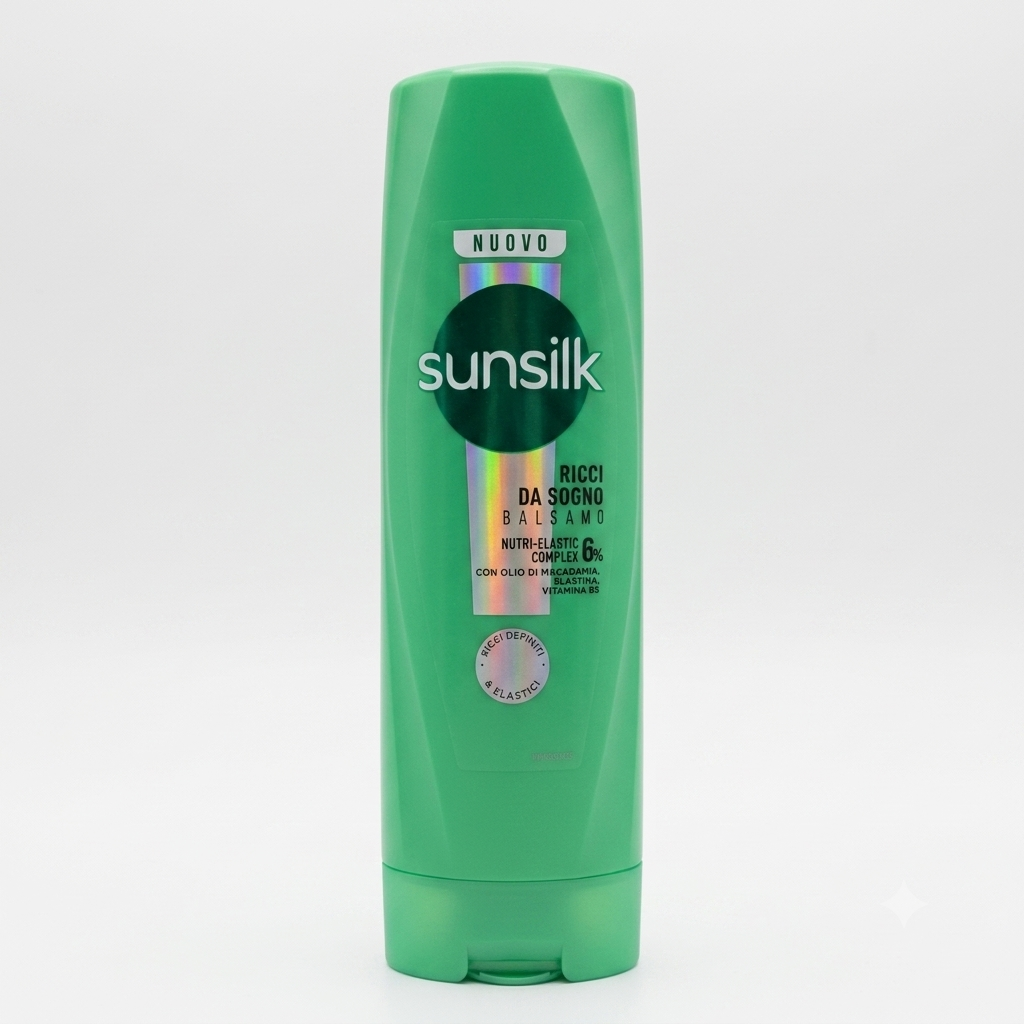 Sunsilk Ricci da Sogno Balsamo 200 ml, balsamo per capelli ricci con 6% Nutri-Elastic Complex arricchito con olio di macadamia, elastina e vitamina B5, aiuta a nutrire, disciplinare e definire i ricci fino a 24 ore, lasciando i capelli morbidi, elastici e facili da districare.