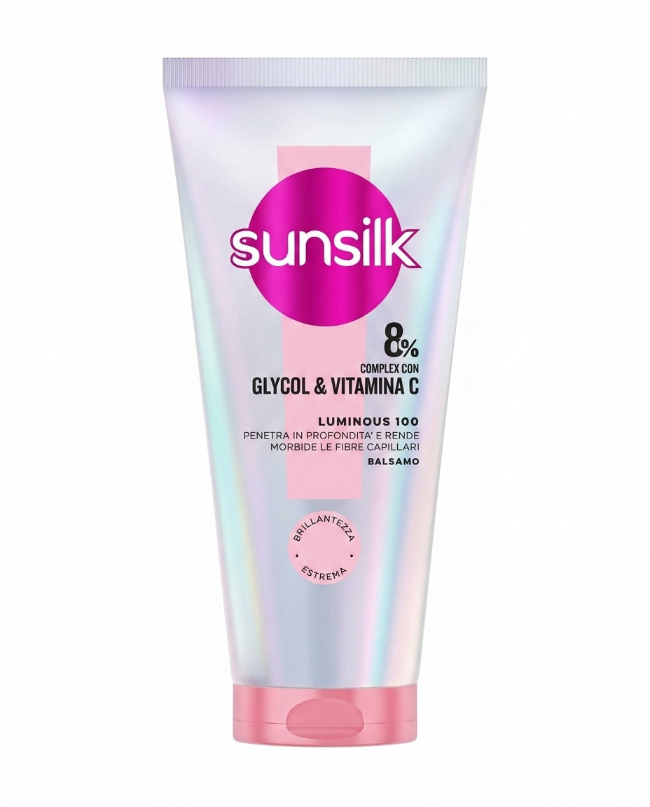 Sunsilk Luminous 100 Balsamo Illuminante 180ml – 8% Complex con Glycol e Vitamina C per Capelli Brillanti Effetto Specchio