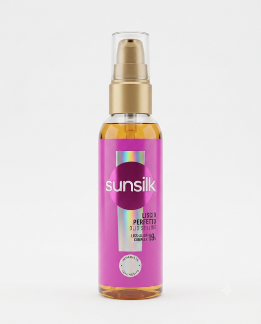 Sunsilk Olio Styling Liscio Perfetto 75ml – Effetto Specchio e Luminosità Istantanea – Con Olio di Argan, Collagene e Biotina – Azione Anti-Crespo 4-in-1