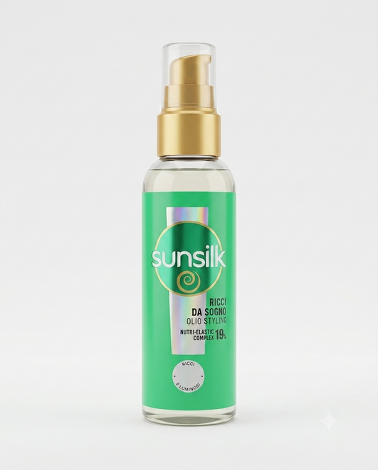 Sunsilk Olio Styling Ricci da Sogno 75ml con Olio di Macadamia, Collagene e Biotina per ricci definiti e anti-crespo.