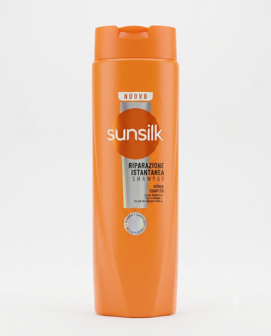 Sunsilk Shampoo Riparazione Istantanea 250ml con Peptidi, Vitamina C e Olio di Mandorla per capelli danneggiati.
