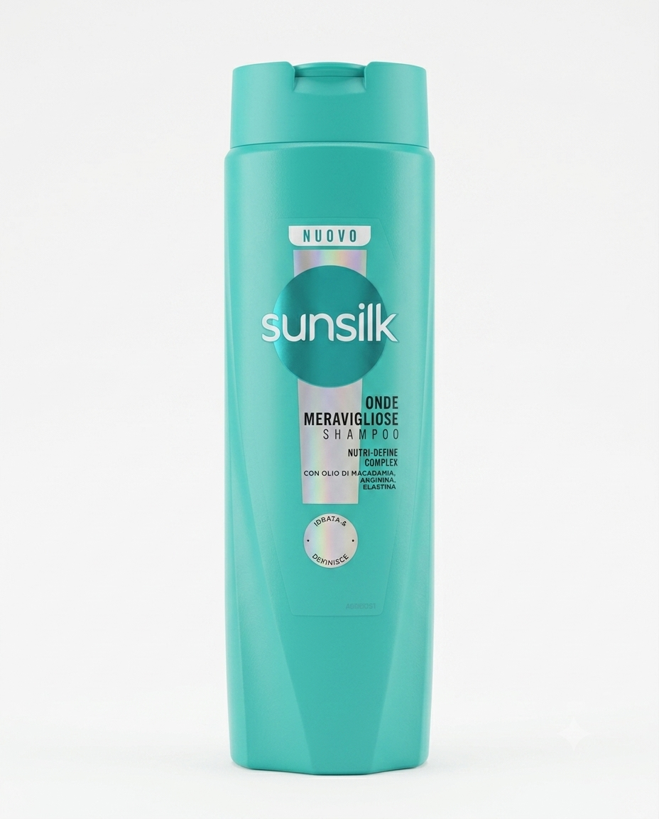 Sunsilk Shampoo Onde Meravigliose 250ml con Olio di Macadamia, Arginina ed Elastina per onde definite e idratate.