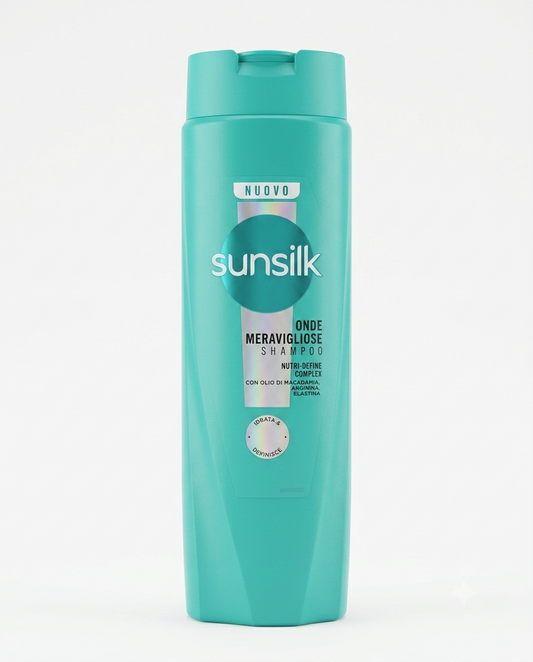 Sunsilk Shampoo Onde Meravigliose 250ml con Olio di Macadamia, Arginina ed Elastina per onde definite e idratate.