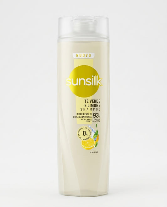 Sunsilk Shampoo Tè Verde Biologico e Limone Detox 250 ml – Purificante Capelli Grassi Senza Siliconi