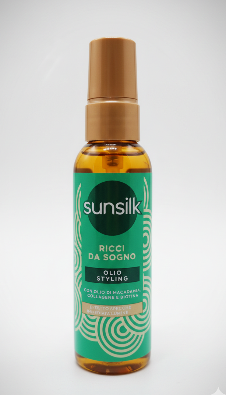 Sunsilk Olio Styling Ricci da Sogno 75ml – Con Olio di Macadamia, Collagene e Biotina – Definizione Elastica, Idratazione e Azione Anti-Crespo