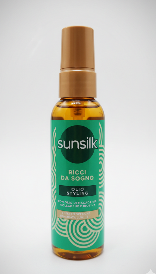 Sunsilk Olio Styling Ricci da Sogno 75ml – Con Olio di Macadamia, Collagene e Biotina – Definizione Elastica, Idratazione e Azione Anti-Crespo