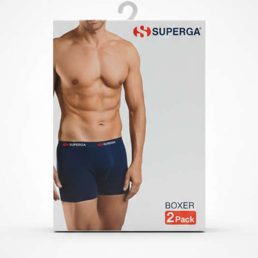 Superga Boxer Uomo ART. 426 Confezione da 2 Pezzi | Cotone Elasticizzato Morbido e Traspirante | Colori Assortiti Blu Nero Grigio | Underwear Comfort Superiore