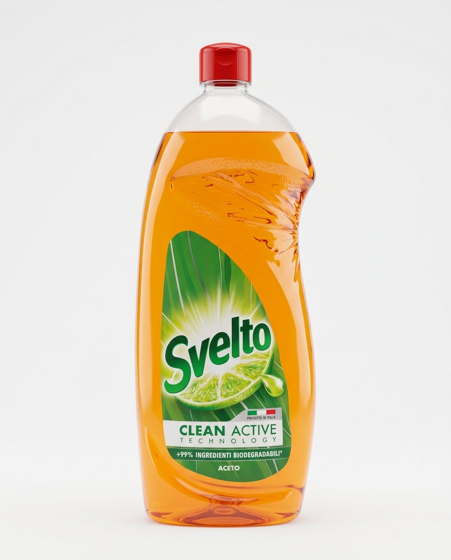Svelto Piatti a Mano Aceto Clean Active Technology 930 ml | Detergente Sgrassante | Efficace in Acqua Fredda | Rimuove l'Unto dalla Plastica | Oltre 99% Ingredienti Biodegradabili | Made in Italy