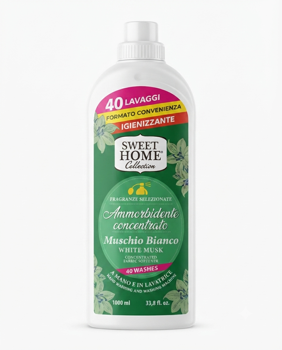 Sweet Home Collection Ammorbidente Muschio Bianco 1 L, profumo di pulito, morbidezza, dermatologicamente testato.