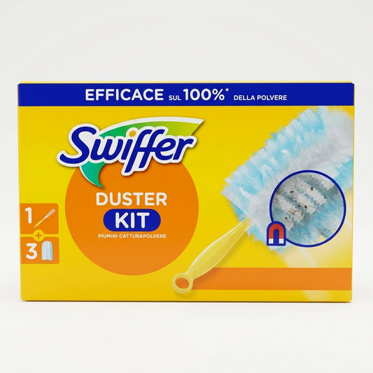 Swiffer Duster Kit Catturapolvere 1 Manico + 3 Piumini Ricarica Fibre Elettrostatiche – Soluzione Anti-Allergeni Casa e Auto