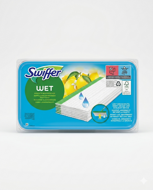 Swiffer Wet Panni Umidi Lavapavimenti Citrus Fresh – Ricarica 24 Pezzi Azione Cattura Sporco Profumata