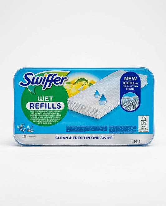 Swiffer Wet Panni Umidi Lavapavimenti 24 Pezzi Maxi Pack Microfibra Imbevuta – Pulizia Rapida e Igiene Senza Risciacquo