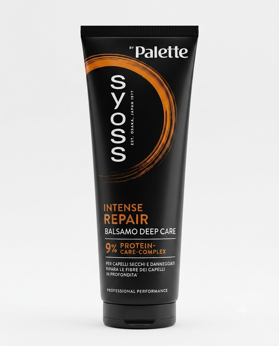 Syoss Intense Repair Balsamo Deep Care 250ml con Protein-Care-Complex 9%, ripara capelli danneggiati, riduce la rottura e migliora la pettinabilità.