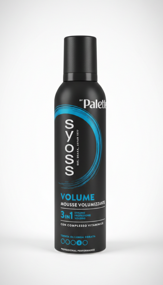 SYOSS by Palette Mousse Volumizzante 250 ml, schiuma capelli Volume Lift 3 in 1 per styling, protezione e corpo fino a 48 ore, dona volume ai capelli senza appesantire mantenendo un look naturale e definito.
