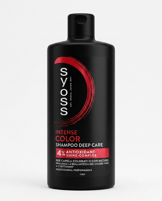 Syoss Intense Color Shampoo Deep Care 450 ml protegge colore e meches, 4% antioxidant complex, anti-sbiadimento.