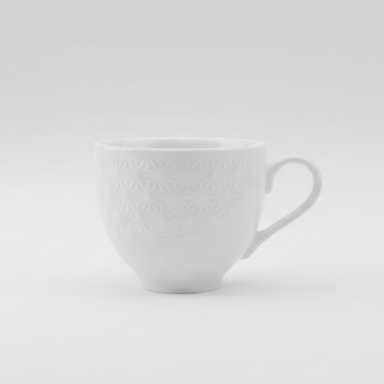 Casa Milano Set 6 Tazzine da Caffè in Ceramica Bianca | Texture Geometrica a Rilievo | Servizio Espresso Contemporaneo | Art. 157497