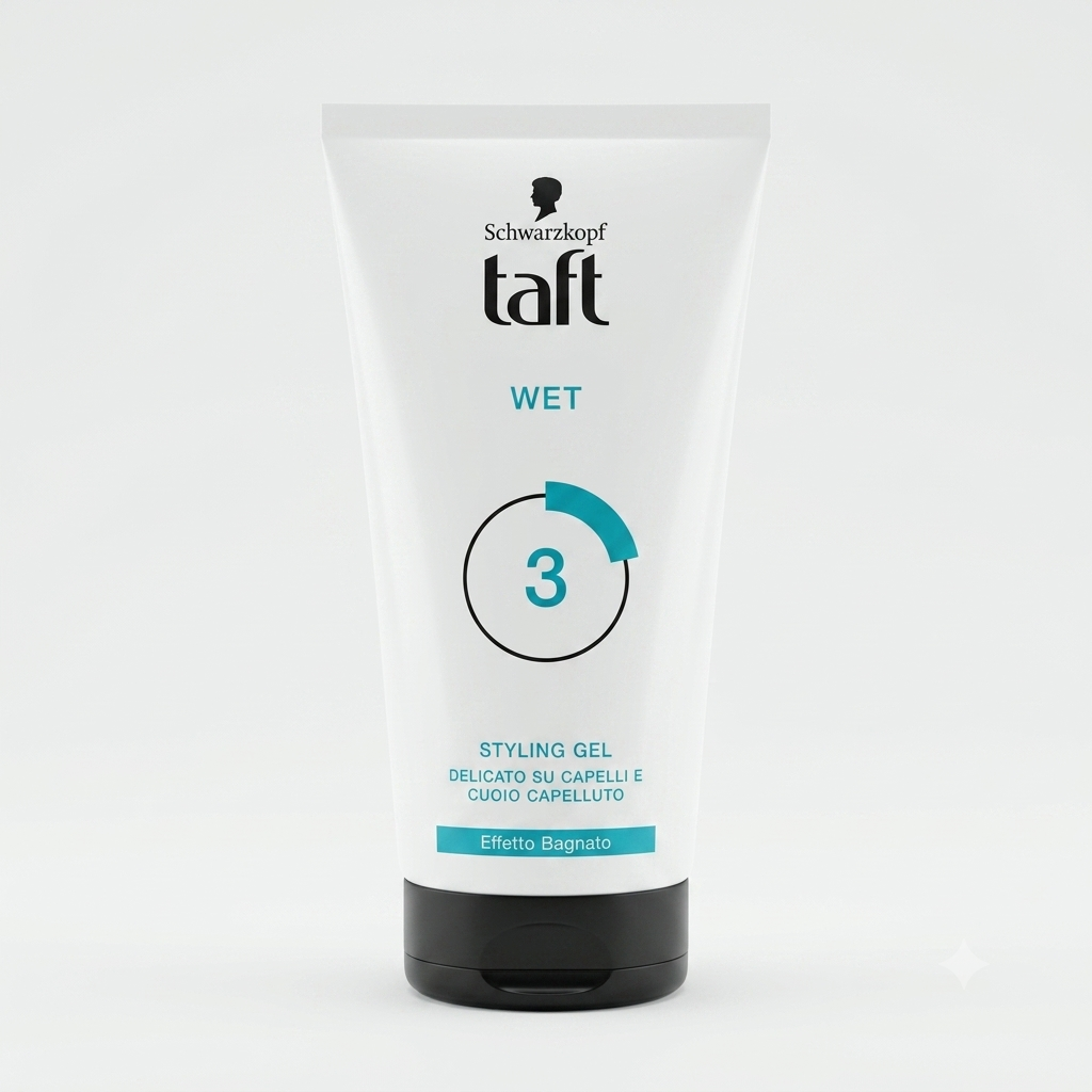 Taft Schwarzkopf Wet Styling Gel Tenuta 3, gel capelli effetto bagnato con pantenolo idratante, offre fissaggio a lunga durata, definizione dello styling e look brillante senza appesantire i capelli.