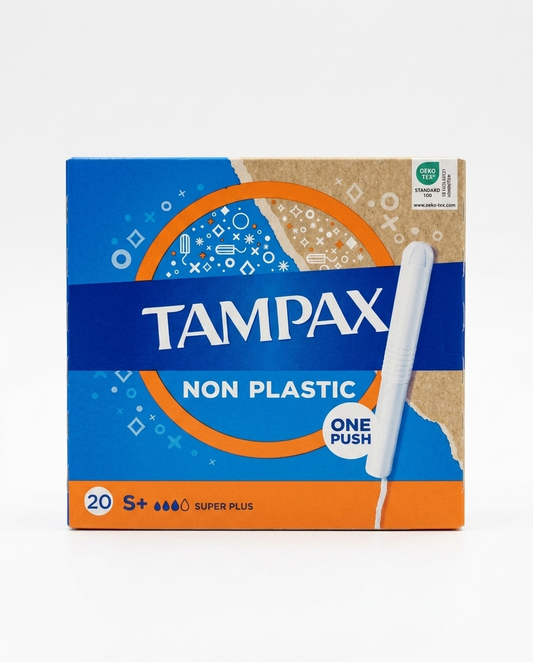 Tampax Non Plastic Super Plus 20 pezzi, assorbenti interni con applicatore in cartone, ideali per offrire protezione durante il flusso mestruale molto abbondante.