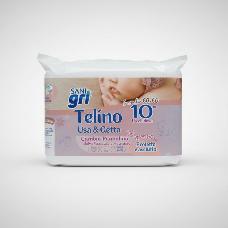 saniGRI Telini Assorbenti Usa & Getta 60x60 cm | Confezione 10 Pezzi | Traverse Salva Fasciatoio e Materasso Impermeabili