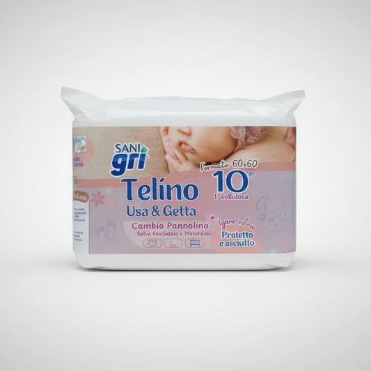 saniGRI Telini Assorbenti Usa & Getta 60x60 cm | Confezione 10 Pezzi | Traverse Salva Fasciatoio e Materasso Impermeabili